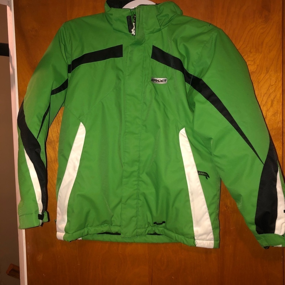 𝅺Spyder youth kids green ski coat jacket winter 16